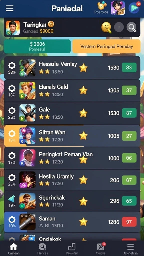 Fitur leaderboard untuk kompetisi antar pemain.