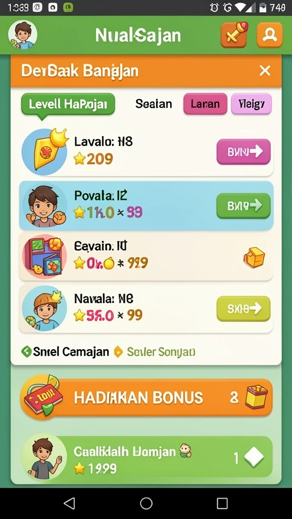 Beragam level menantang yang siap untuk dijelajahi.